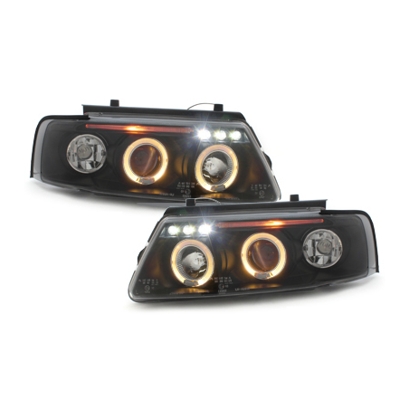 Phares avec anneaux lumineux VW Passat 3B 96-00 Noir