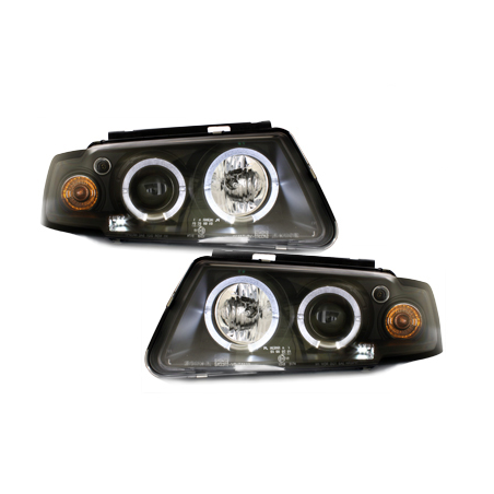 Phares avec anneaux lumineux VW Passat 3B 96-00 Noir