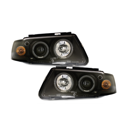 Phares avec anneaux lumineux VW Passat 3B 96-00 Noir