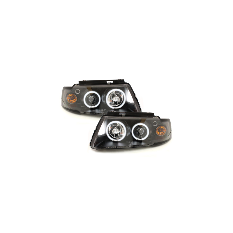 Phares VW Passat 3B 96-00  avec anneaux lumineux angel eyes CCFL  Noir