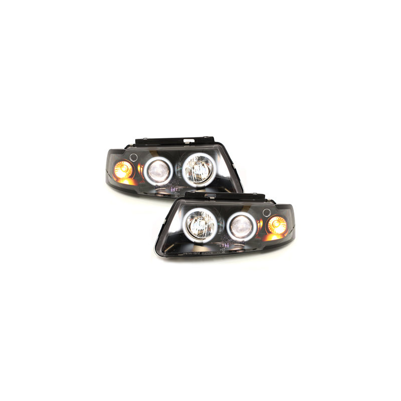 Phares VW Passat 3B 96-00  avec anneaux lumineux angel eyes CCFL  Noir
