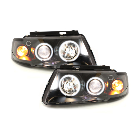 Phares VW Passat 3B 96-00  avec anneaux lumineux angel eyes CCFL  Noir