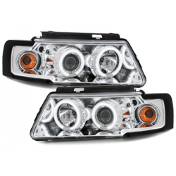 Phares VW Passat 3B 96-00  avec anneaux lumineux angel eyes CCFL  Chrome