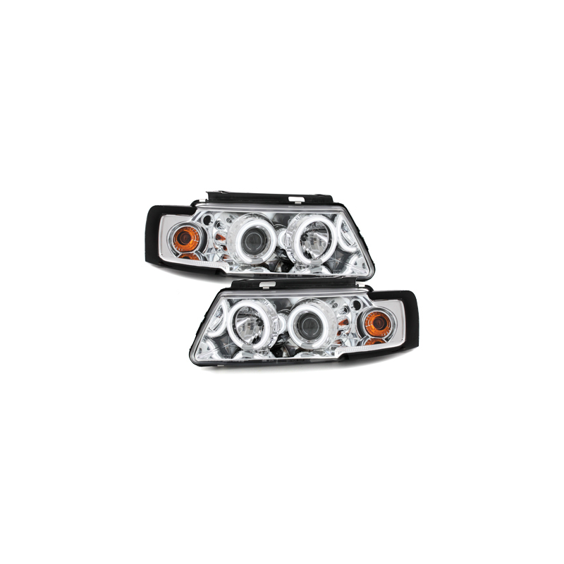 Phares VW Passat 3B 96-00  avec anneaux lumineux angel eyes CCFL  Chrome