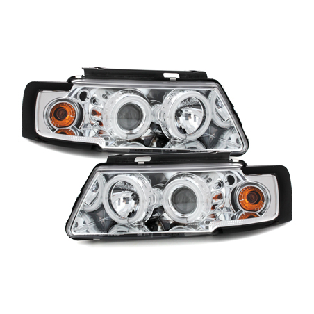 Phares VW Passat 3B 96-00  avec anneaux lumineux angel eyes CCFL  Chrome