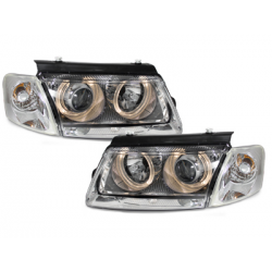 Phares avec anneaux lumineux VW Passat 3B 96-00 Chrome