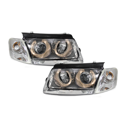 Phares avec anneaux lumineux VW Passat 3B 96-00 Chrome