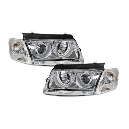 Phares avec anneaux lumineux VW Passat 3B 96-00 Chrome