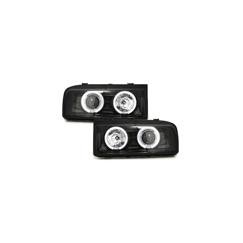 Phares VW Corrado 87-95  avec anneaux lumineux angel eyes CCFL Noir