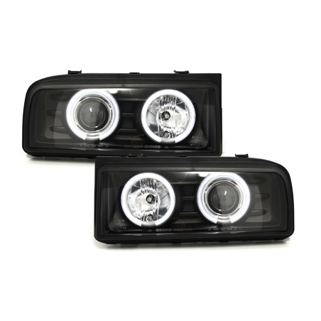 Phares VW Corrado 87-95  avec anneaux lumineux angel eyes CCFL Noir