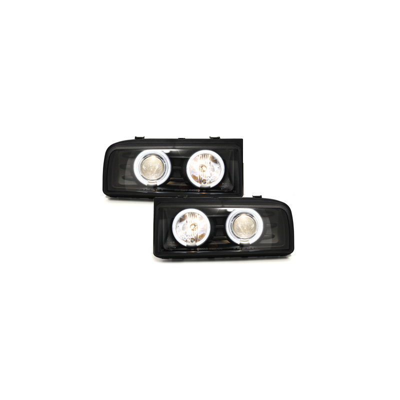 Phares VW Corrado 87-95  avec anneaux lumineux angel eyes CCFL Noir