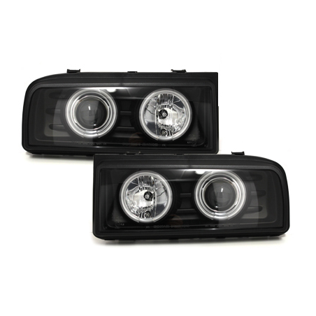 Phares VW Corrado 87-95  avec anneaux lumineux angel eyes CCFL Noir