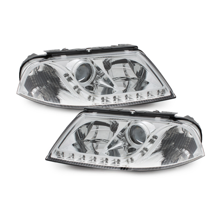 Phares LED DRL VW Passat 3BG 00-04 Chrome