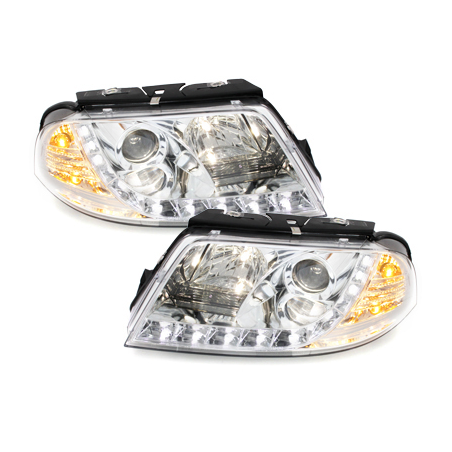 Phares LED DRL VW Passat 3BG 00-04 Chrome