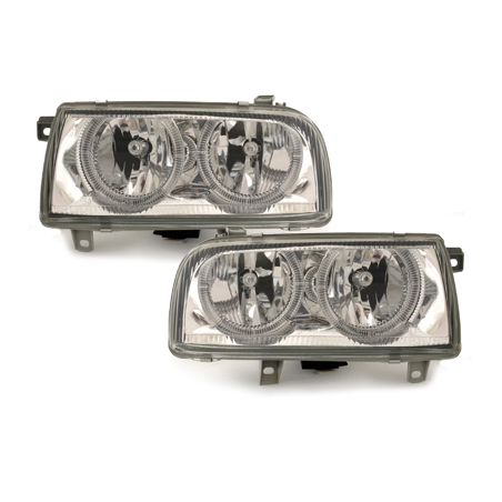 Phares VW Vento 91-98 avec 2 Anneaux lumineux Angel Eyes Chrome Phares VW Vento 91-98 avec 2 Anneaux lumineux Angel Eyes Chrome