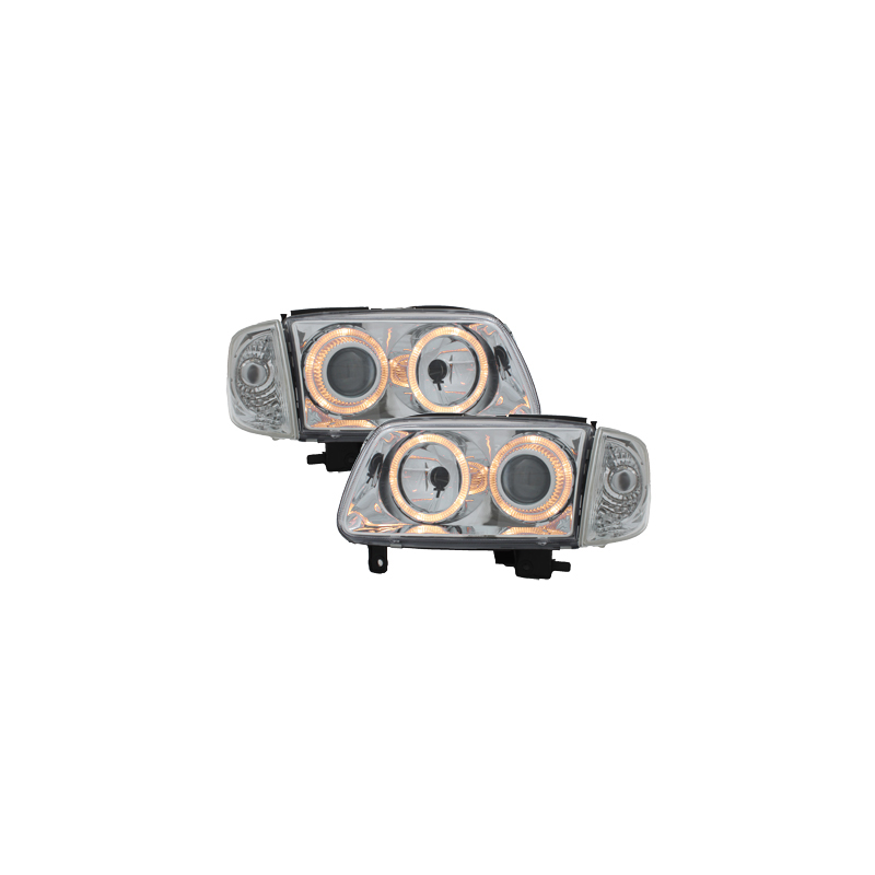 Phares VW Polo 6N2 99-01 2 (Cercle Halo) Chrome
