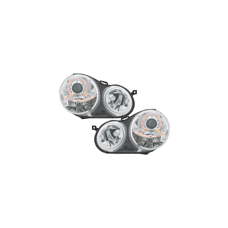 Phares VW Polo 9N 11.01-04.05 1 (Cercle Halo) Chrome