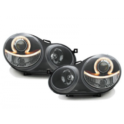 Phares VW Polo 9N 11.01-04.05 1 (Cercle Halo) Noir