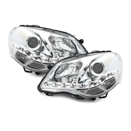 Phares bande LED VW Polo 9N3 05.05-09 (Optique Xénon) Chrome