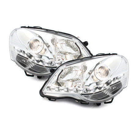 Phares bande LED VW Polo 9N3 05.05-09 (Optique Xénon) Chrome