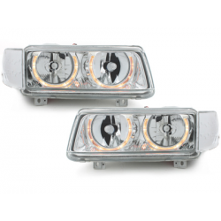 Phares VW Passat 35i B4 93-96  avec 2 Anneaux lumineux Angel Eyes  Chrome