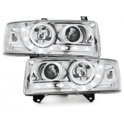 Phares LED D-LITE  VW T4 90-03  avec feux diurne LED  Chrome