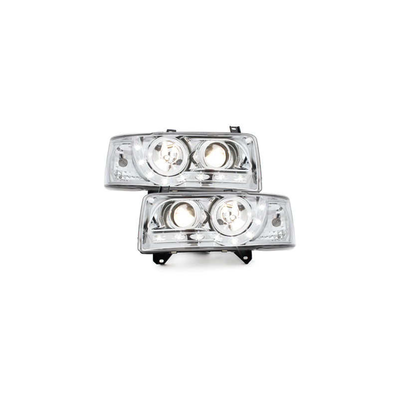 Phares LED D-LITE  VW T4 90-03  avec feux diurne LED  Chrome