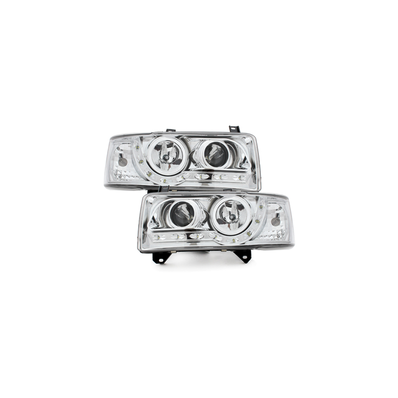 Phares LED D-LITE  VW T4 90-03  avec feux diurne LED  Chrome