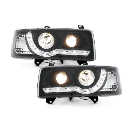 Phares LED D-LITE  VW T4 90-03  avec feux diurne LED  Noir