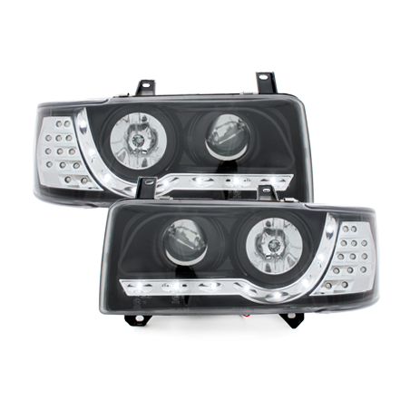 Phares LED D-LITE  VW T4 90-03  avec feux diurne LED  Noir