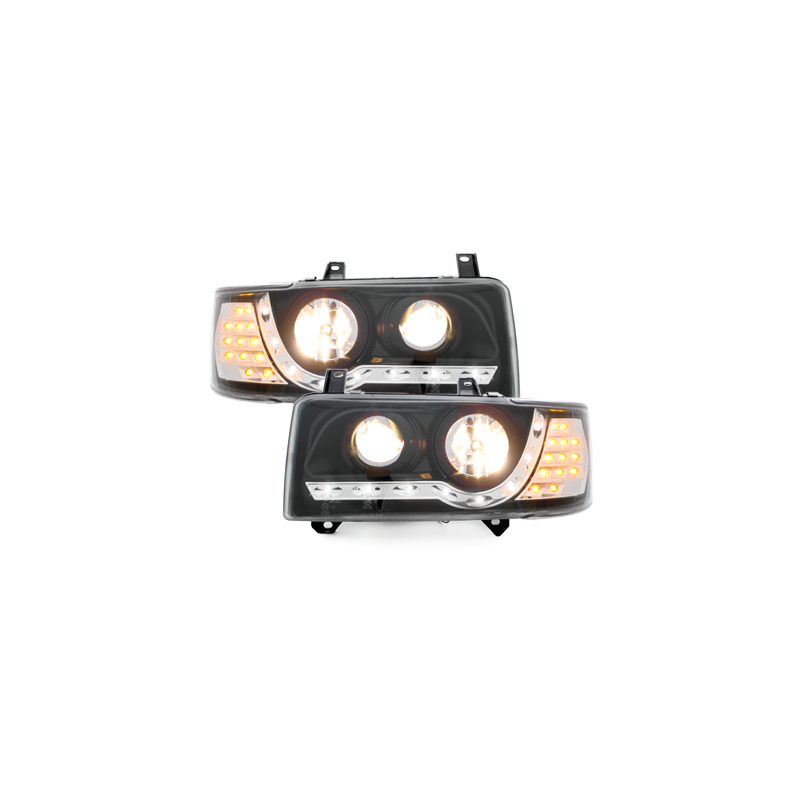 Phares LED D-LITE  VW T4 90-03  avec feux diurne LED  Noir