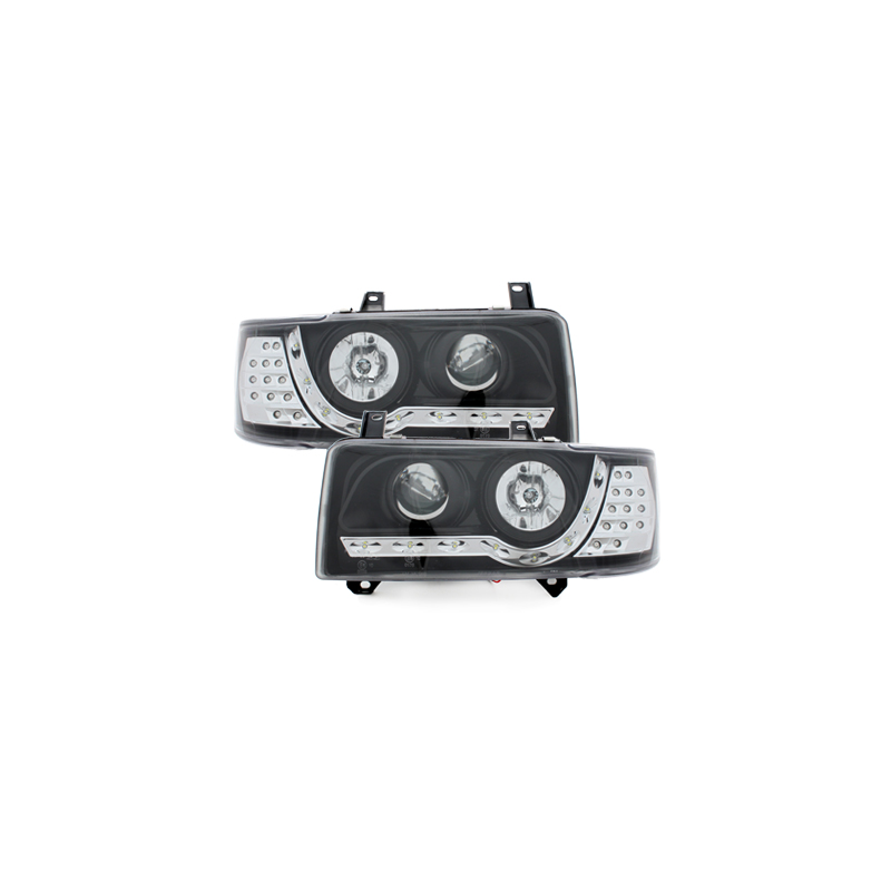 Phares LED D-LITE  VW T4 90-03  avec feux diurne LED  Noir