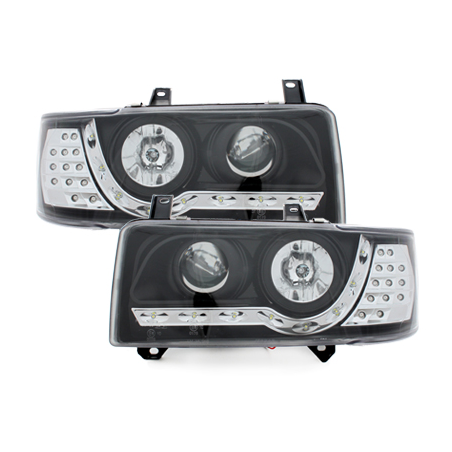 Phares LED D-LITE  VW T4 90-03  avec feux diurne LED  Noir