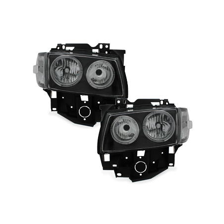 Phares VW T4 97-03  avec 2 Anneaux lumineux Angel Eyes  Noir