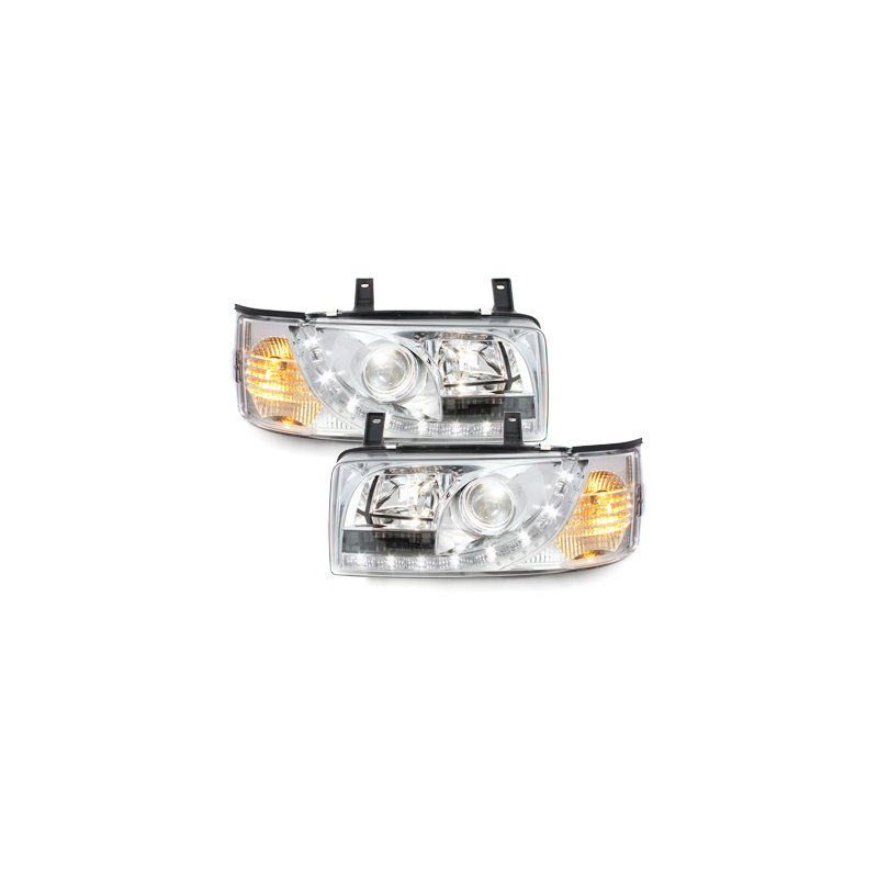 Phares LED D-LITE  VW T4 90-03  avec feux diurne LED  Chrome