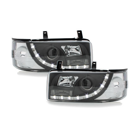 Phares LED D-LITE  VW T4 90-03  avec Feux Diurne  Noir