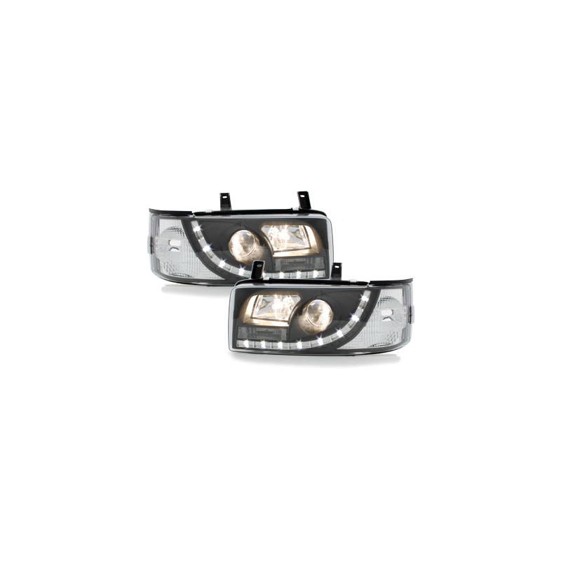 Phares LED D-LITE  VW T4 90-03  avec Feux Diurne  Noir