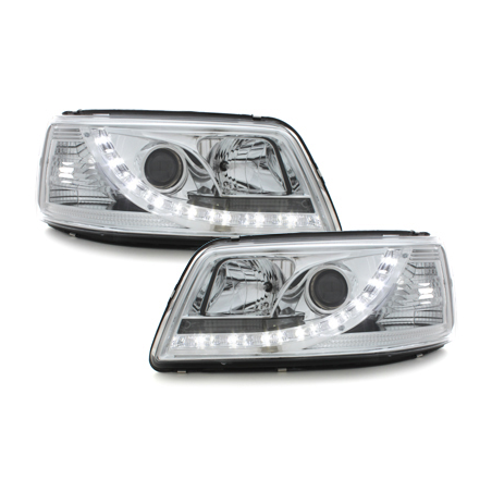 Phares DAYLINE VW T5 03-09 avec feux diurne LED  Chrome