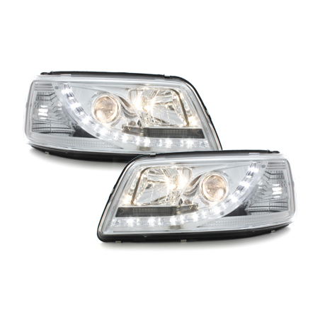 Phares DAYLINE VW T5 03-09 avec feux diurne LED  Chrome