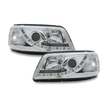 Phares DAYLINE VW T5 03-09 avec feux diurne LED  Chrome