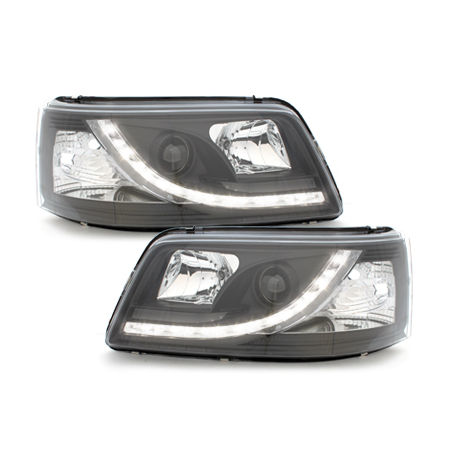 Phares DAYLINE VW T5 03-09 avec feux diurne LED  Noir