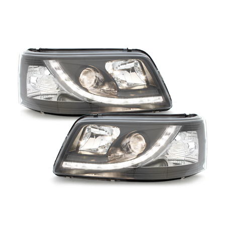 Phares DAYLINE VW T5 03-09 avec feux diurne LED  Noir