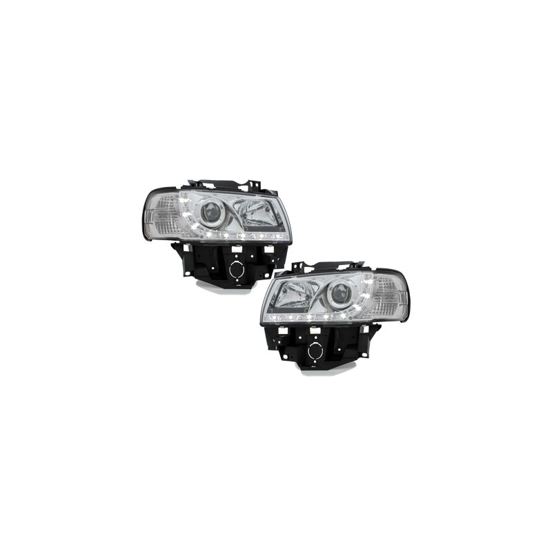 Phares DAYLINE VW T4 96-03  avec Feux Diurne Led  Chrome