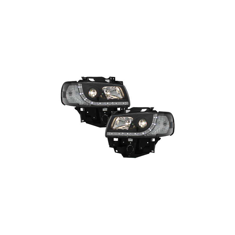 Phares DAYLINE VW T4 96-03  avec feux diurne LED  Noir