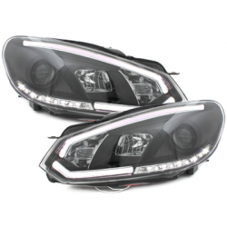 Phares avec feux diurnes VW Golf VI 08+ Noir