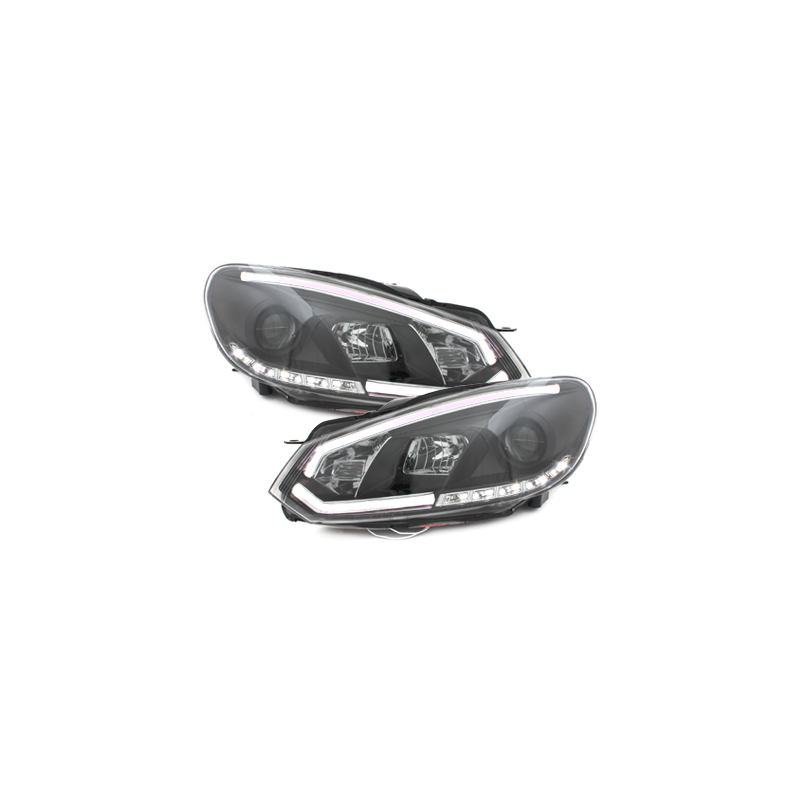 Phares avec feux diurnes VW Golf VI 08+ Noir