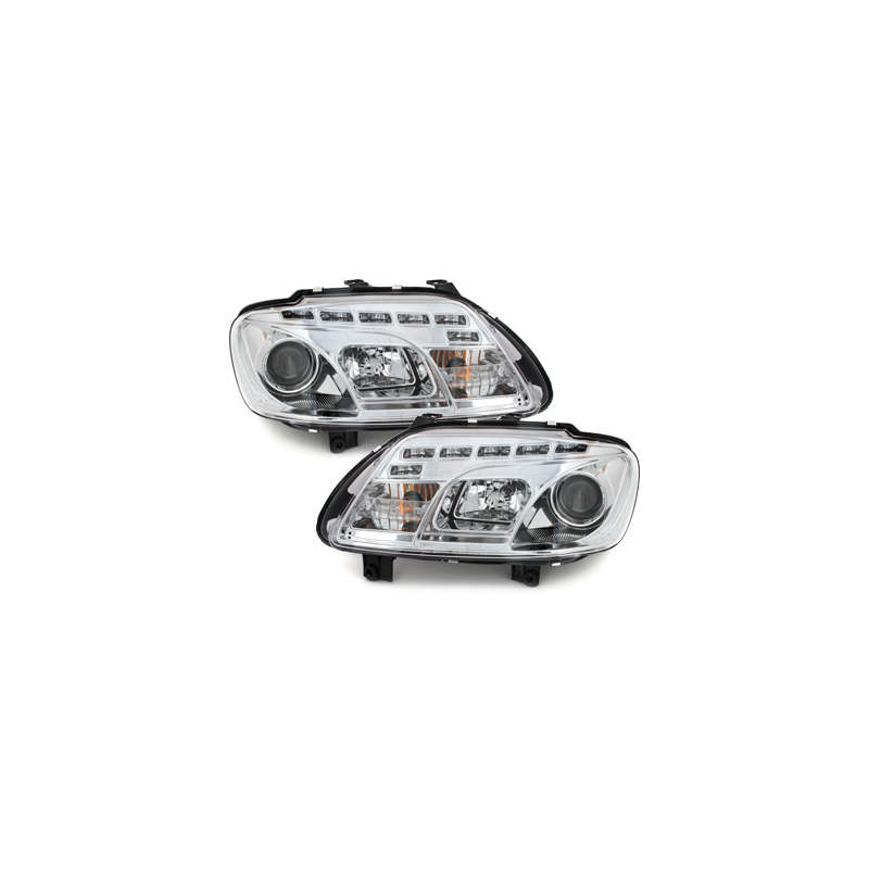 Phares LED DRL VW Touran 1T 03-06 Chrome