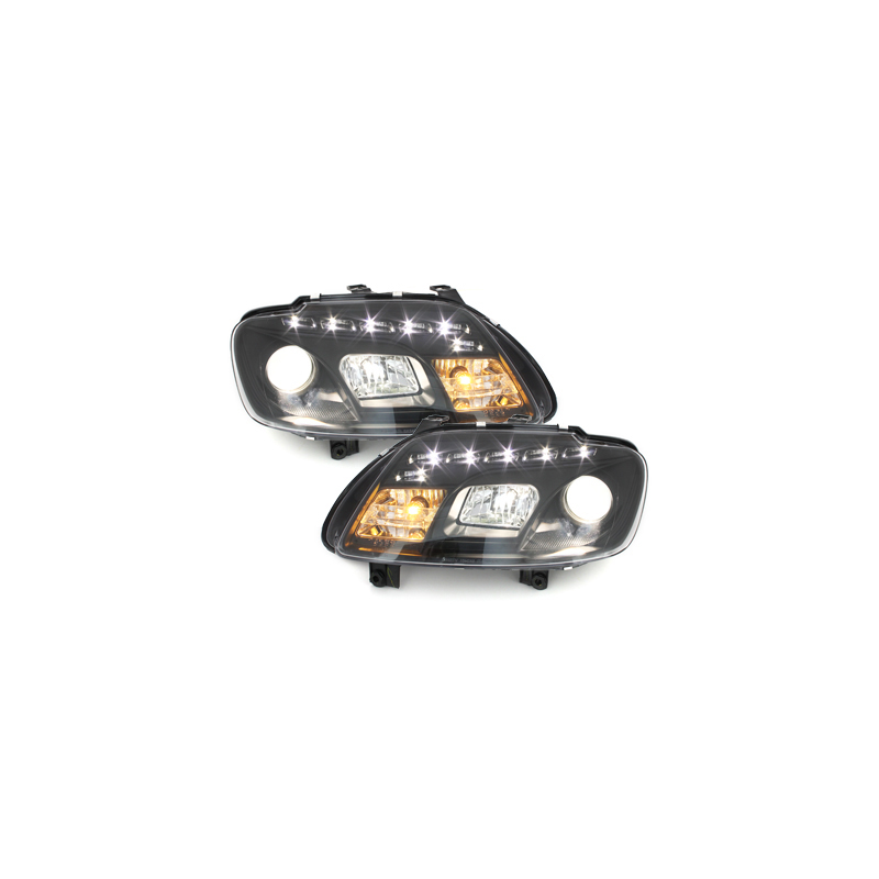 Phares LED DRL VW Touran 1T 03-06 Noir