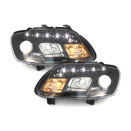 Phares LED DRL VW Touran 1T 03-06 Noir