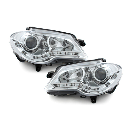 Phares LED DRL VW Touran 1T 06-10 Chrome